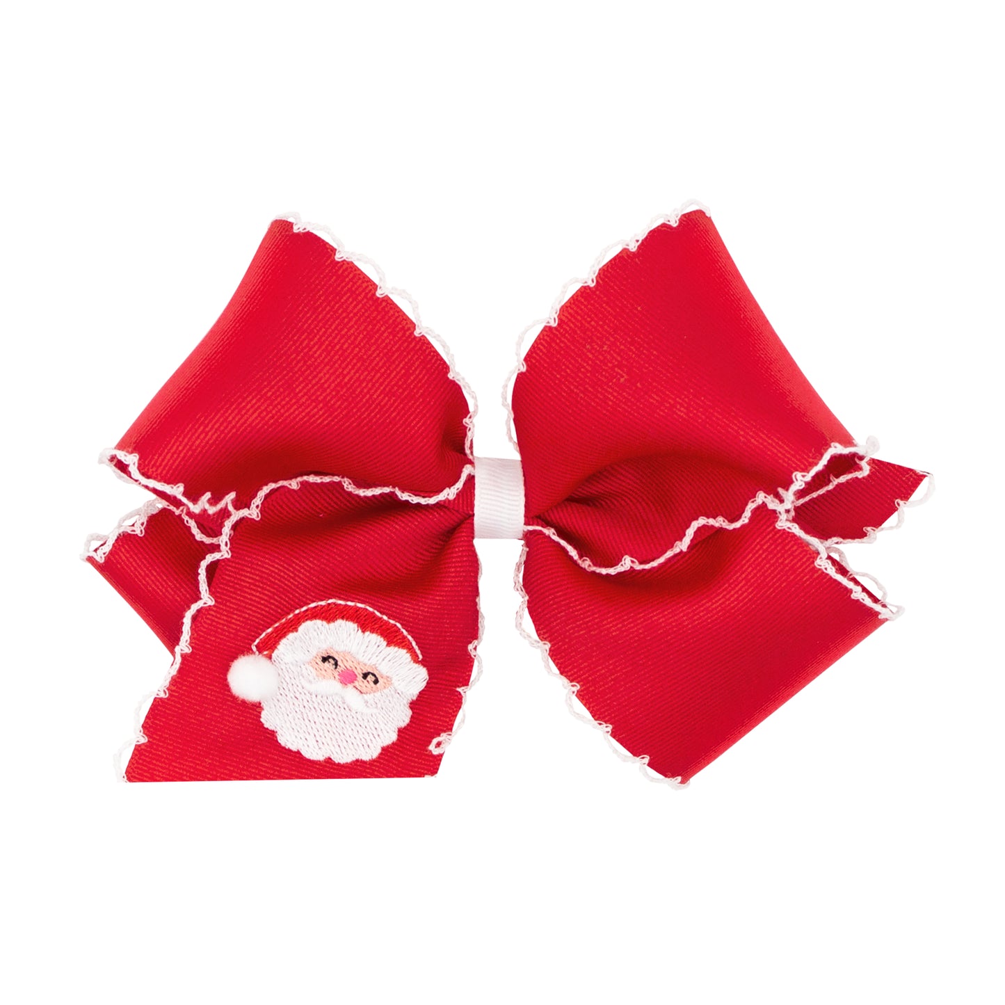 King Red Santa Embroidery Hair Bow