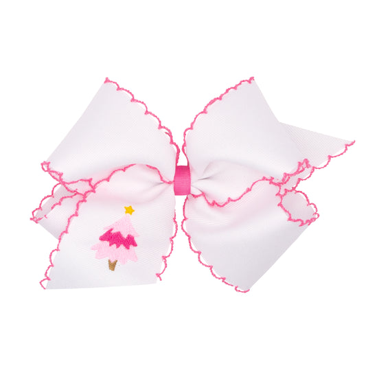 King Pink Tree Embroidery Hair Bow