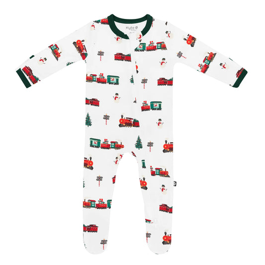 Kyte Zippered Footie - Holiday Train