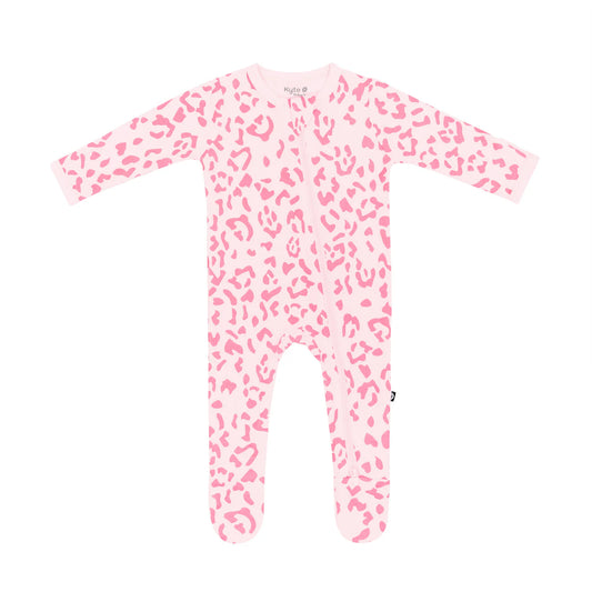 Kyte Zippered Footie - Sakura Leopard