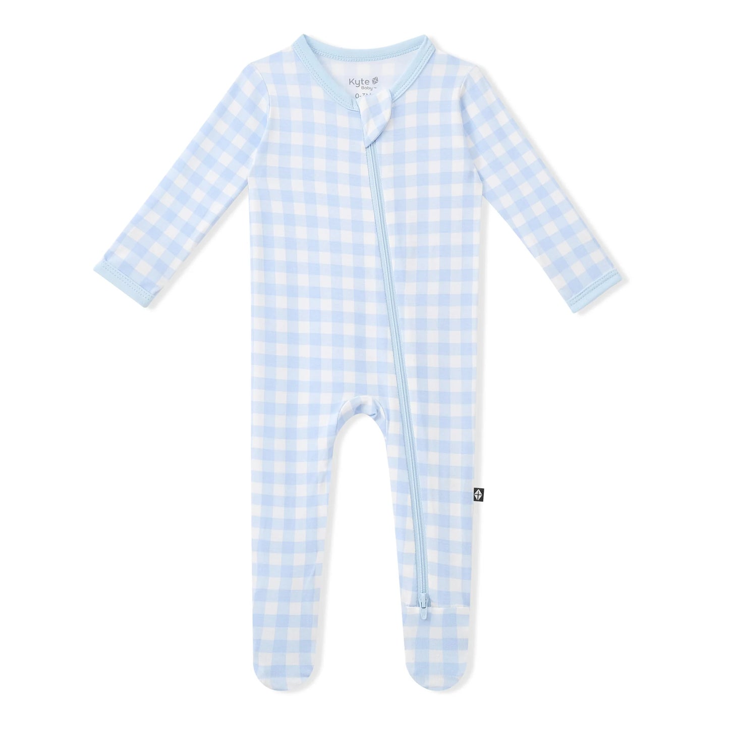 Kyte Zippered Footie - Gingham Breeze