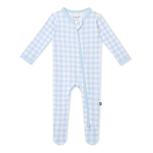 Kyte Zippered Footie - Gingham Breeze