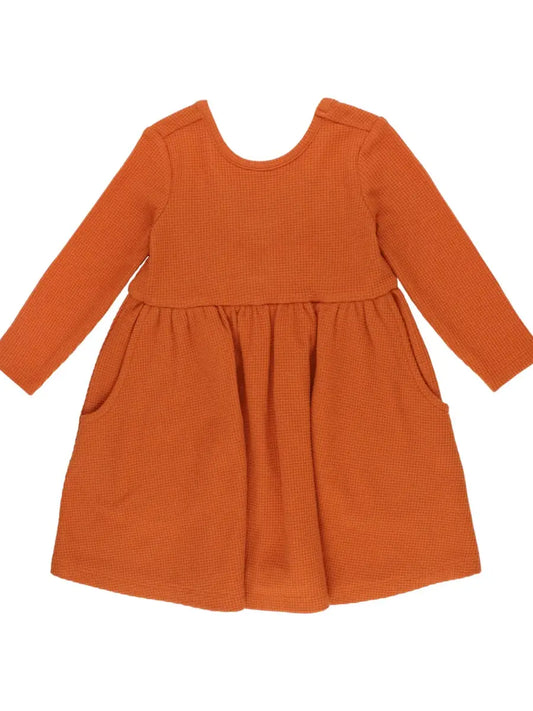 Rust Waffle Knit Twirl Dress