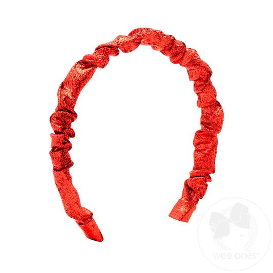 Metallic Ruffle Headband-Red