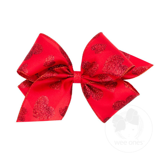 King Glitter Heart Hair Bow