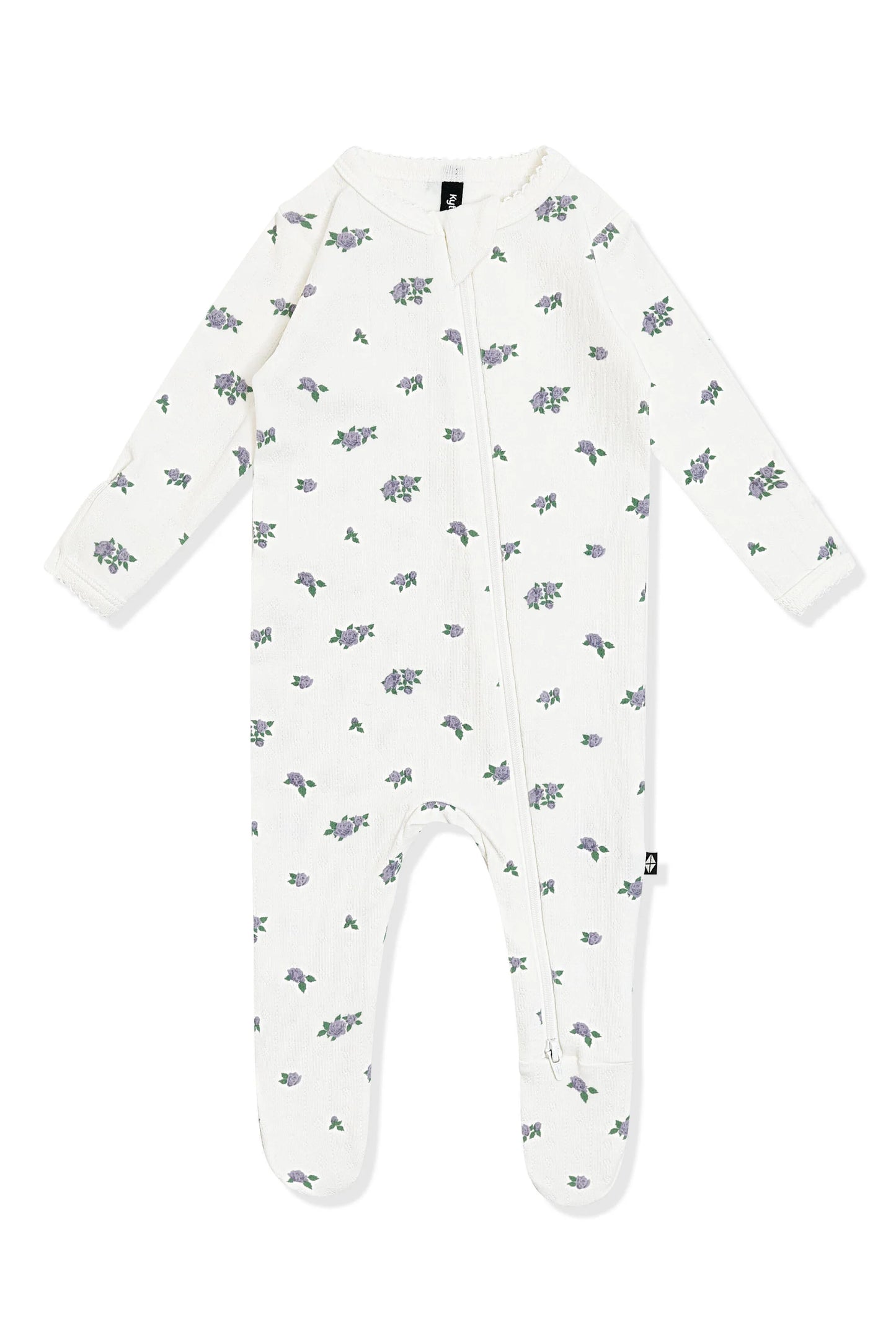 Kyte Pointelle Zippered Footie - Spray Rose