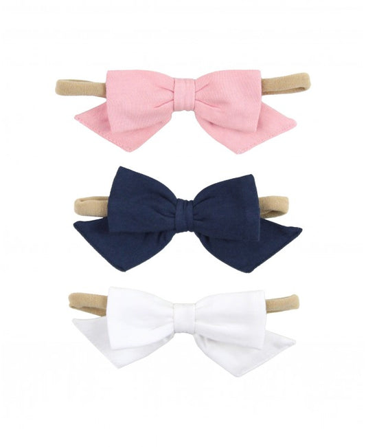 Pink 3-Pack Elastic Bow Headband