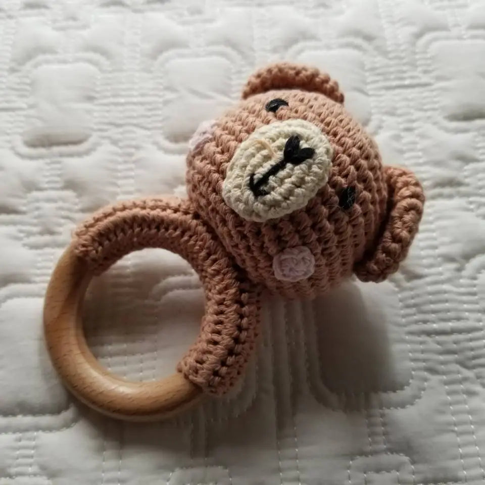 Pink Bear Crochet Rattle