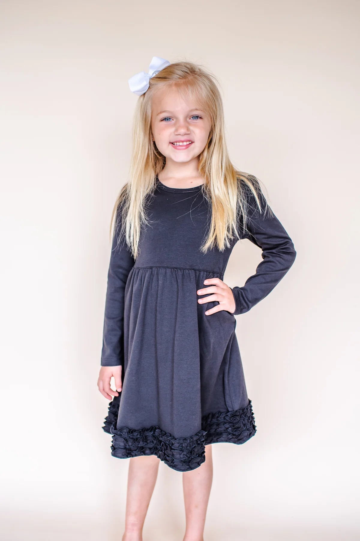 Ruffle Empire Dress - black