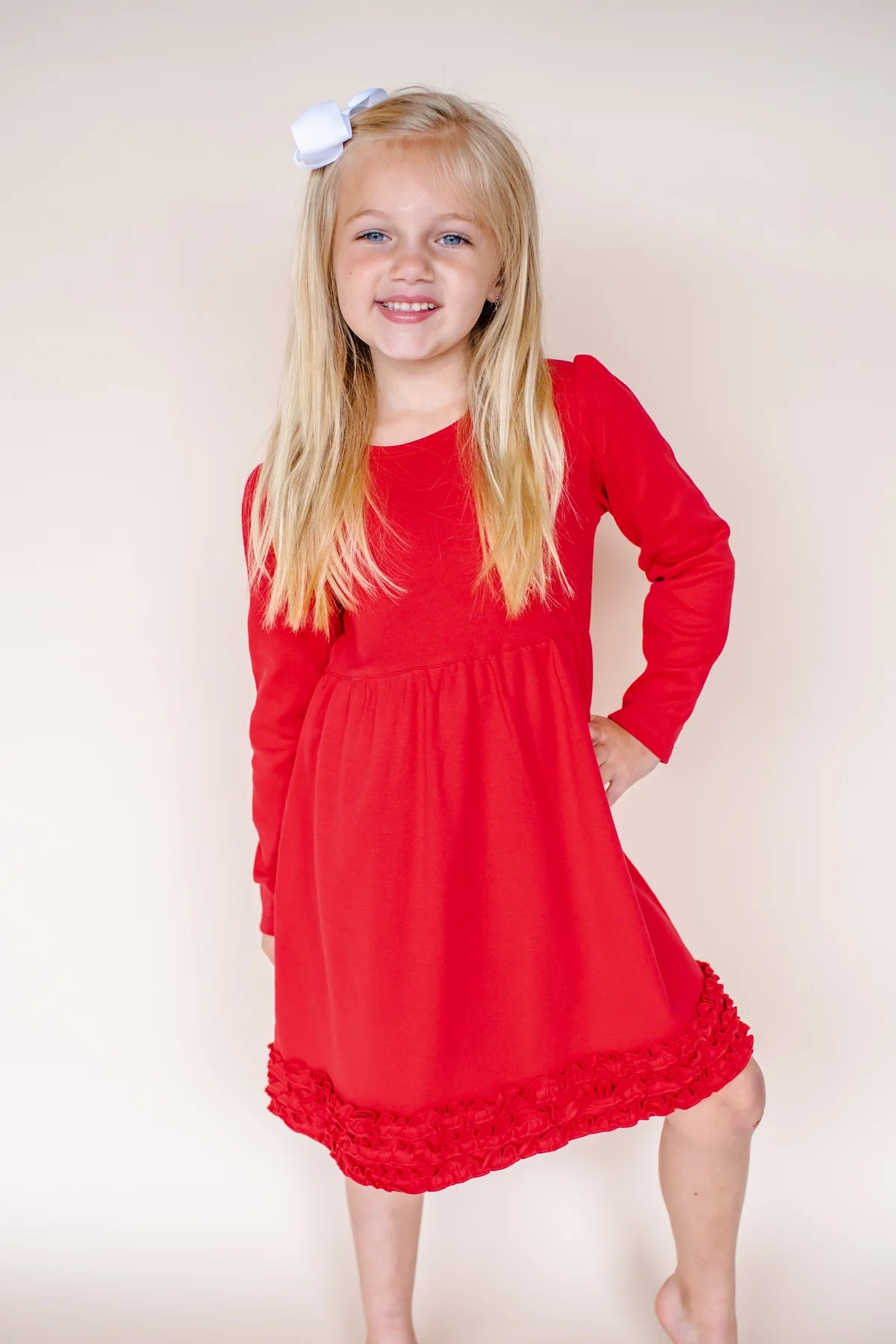 Ruffle Empire Dress - Red