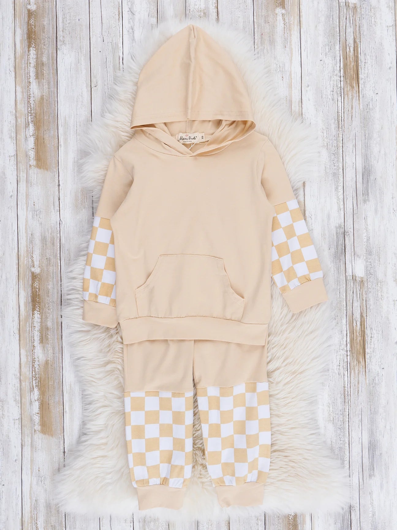 Tan Checks Jogger Set