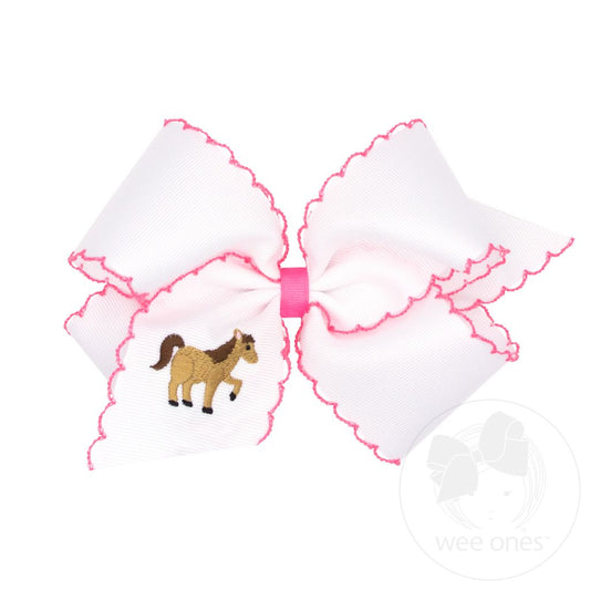 King Horse Embroidered Hair Bow