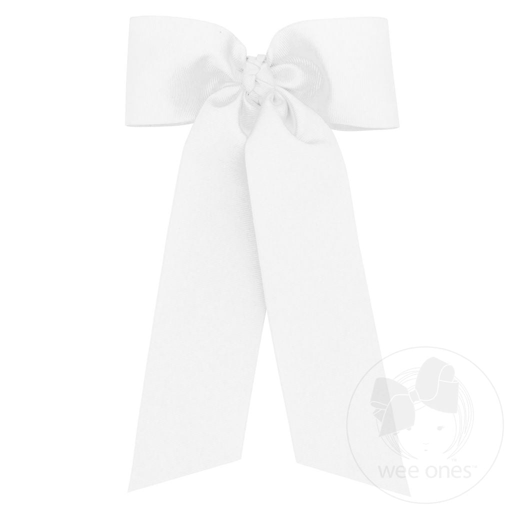 King Grosgrain Streamer Hair Bow - White