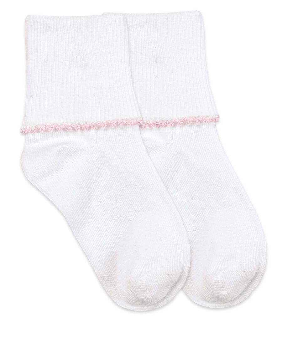 Tatted Edge Cuff Socks - Pink