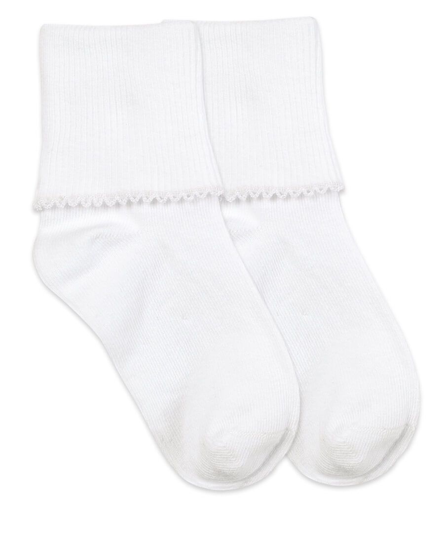 Tatted Edge Cuff Socks - White