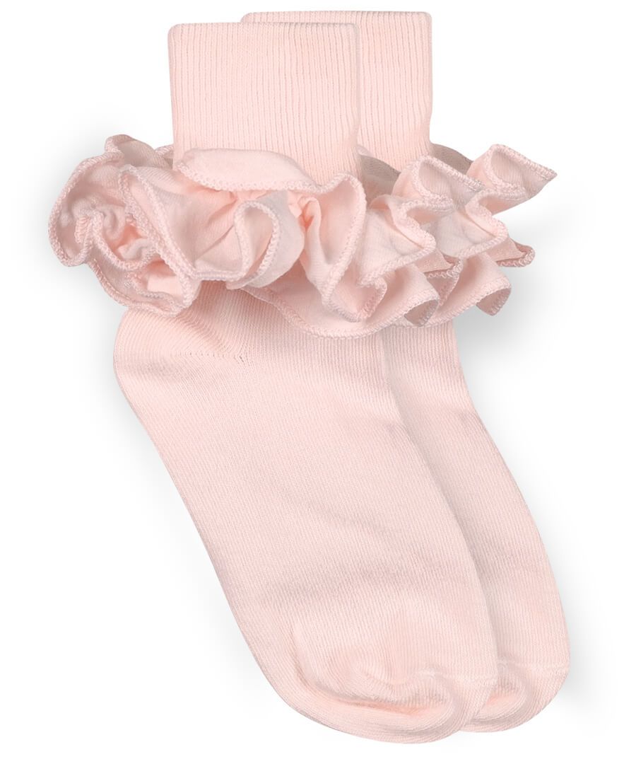 Misty Ruffle Lace Turn Cuff Socks -pink