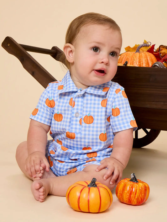 Pumpkin Patch Performance Polo Romper