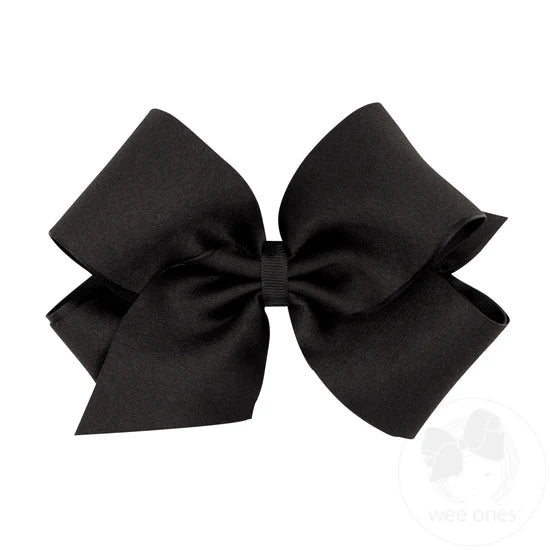 King Crepe Satin w/ Grosgrain Underlay Bow-Black