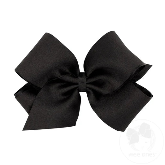 King Crepe Satin w/ Grosgrain Underlay Bow-Black