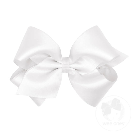 King Crepe Satin w/ Grosgrain Underlay Bow-White