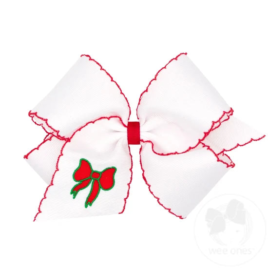 Christmas Bow Embroidery Hair Bow