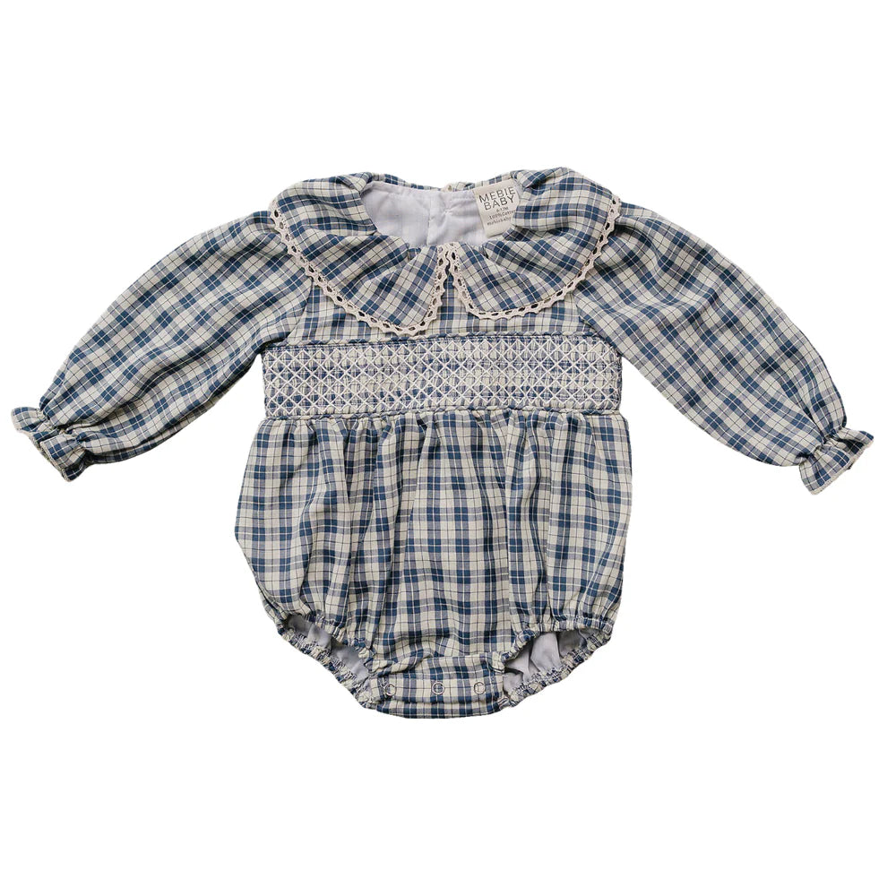 Blue Plaid Bubble Romper