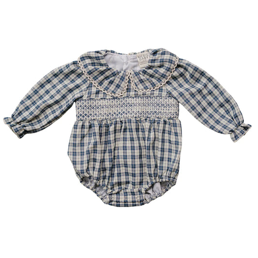 Blue Plaid Bubble Romper