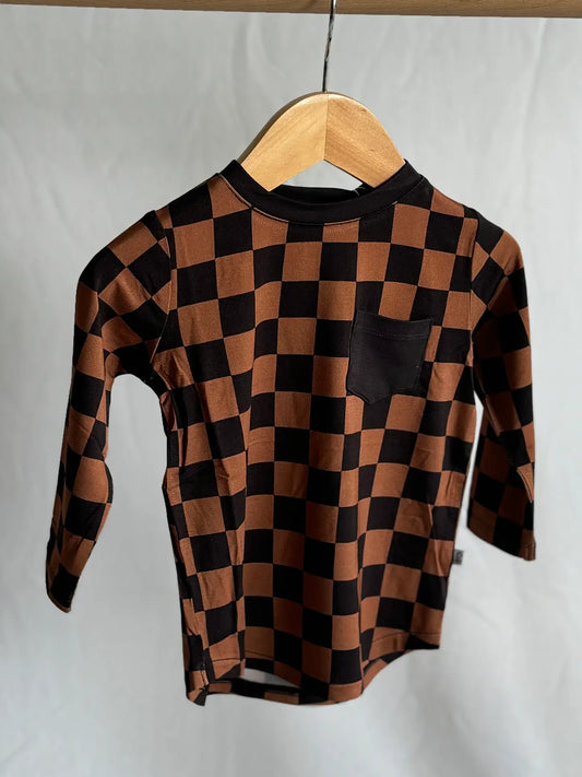 Black/Tan Checkered Tee
