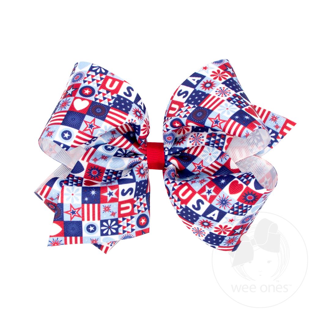 Patriotic USA Hair Bow