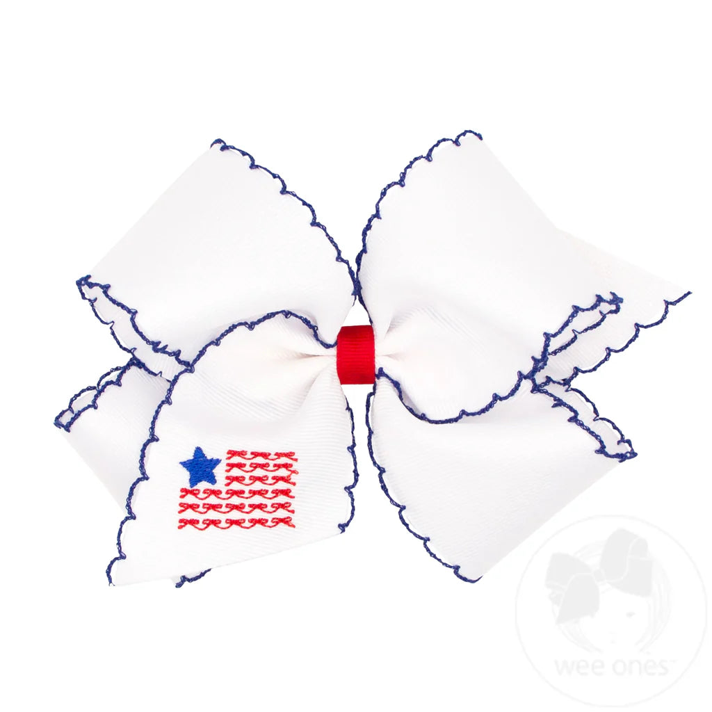 Flag Embroidered Hair Bow