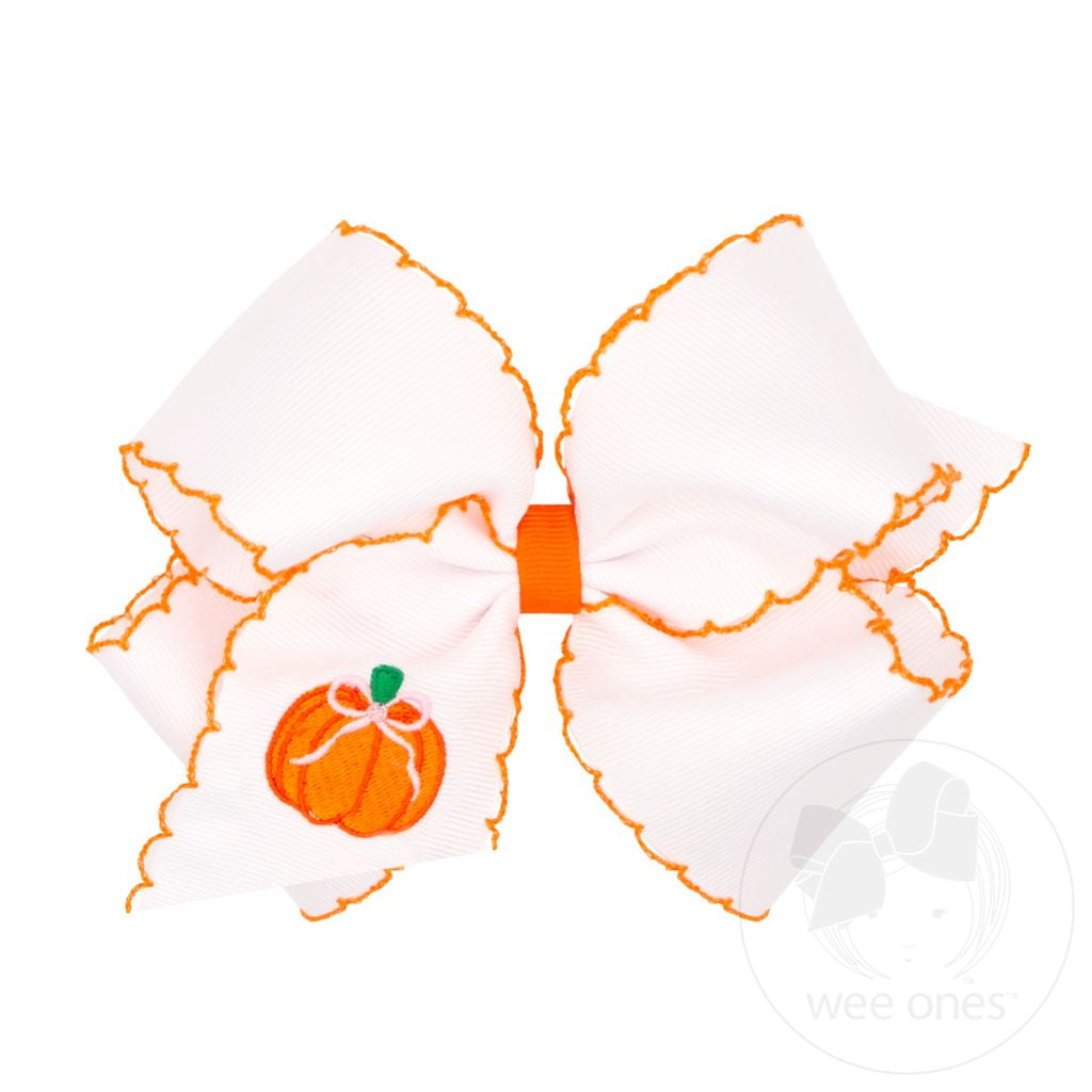 King Pumpkin Embroidery Hair Bow