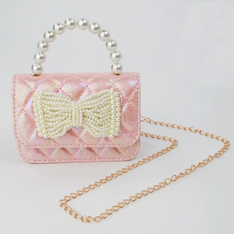 Shimmer Pearl Bow Purse