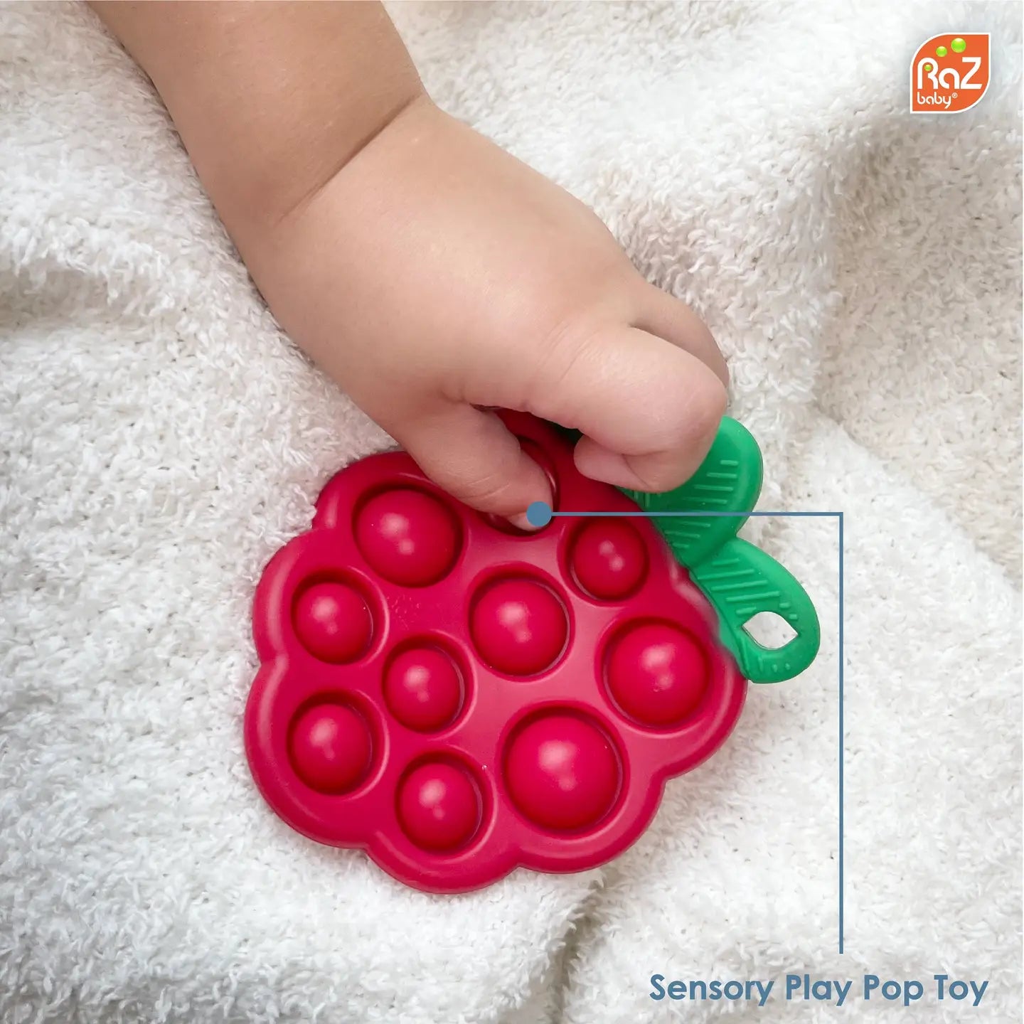 RazBerry Pop Silicone Teether Sensory Toy