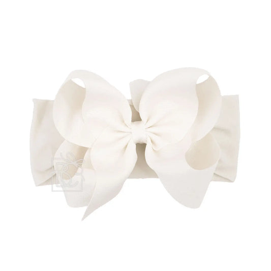 5.5" Wide Headband w/Bow - Antique White