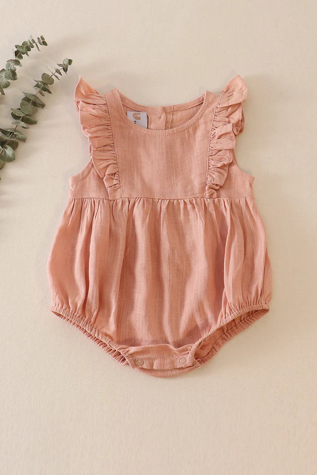 Peach Linen Ruffle Bubble