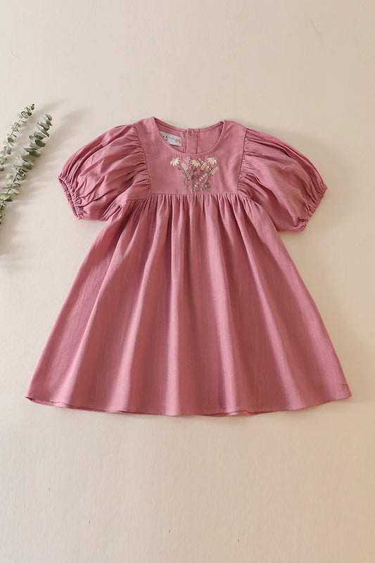 Mauve Daisy Linen Dress