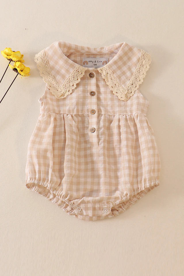 Cream Plaid Linen Bubble