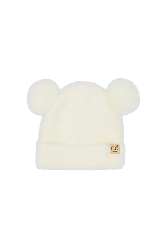 CC Baby Teddy Bear Beanie - Ivory