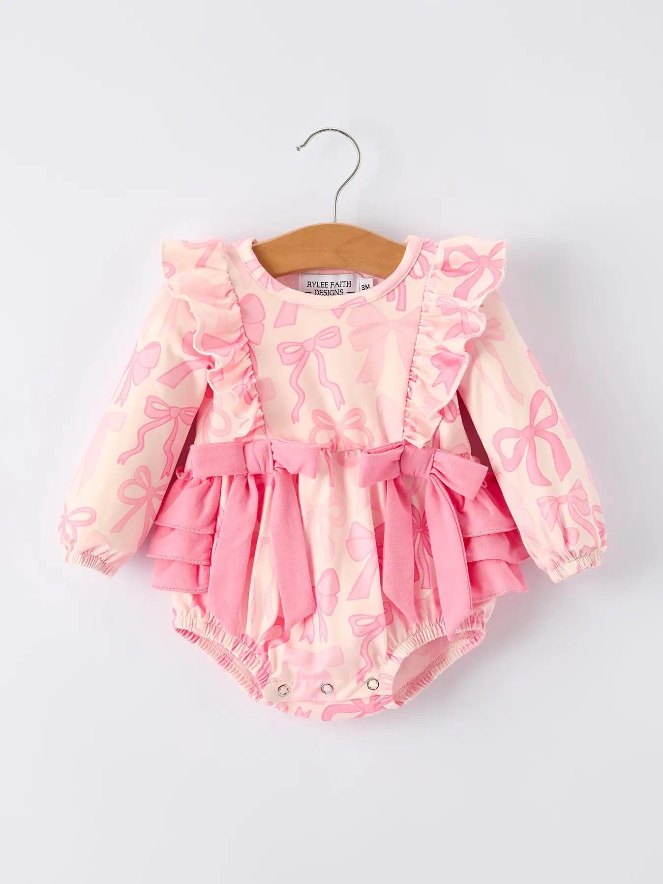 Pink Bow Ruffle Romper