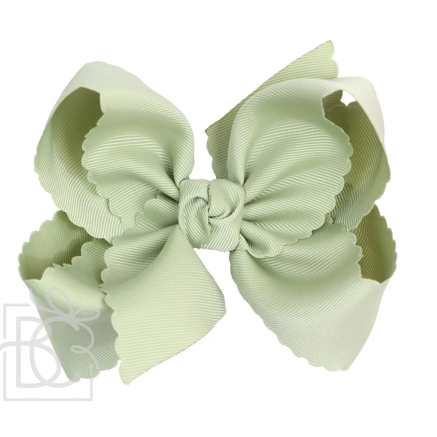 6.5" Scalloped Edge Grosgrain Bow-Spring Moss