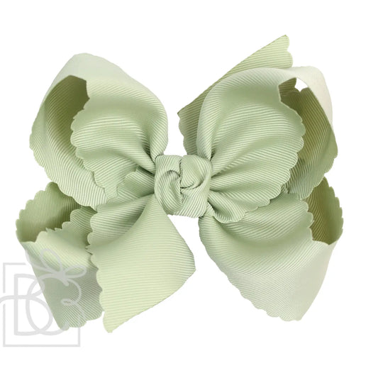 6.5" Scalloped Edge Grosgrain Bow-Spring Moss