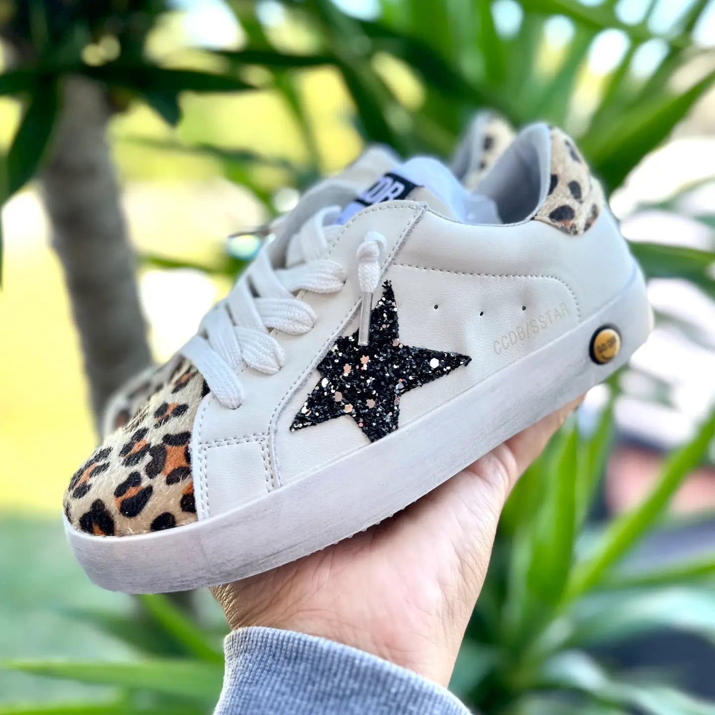 Black Glitter Star w/Cheetah Sneakers