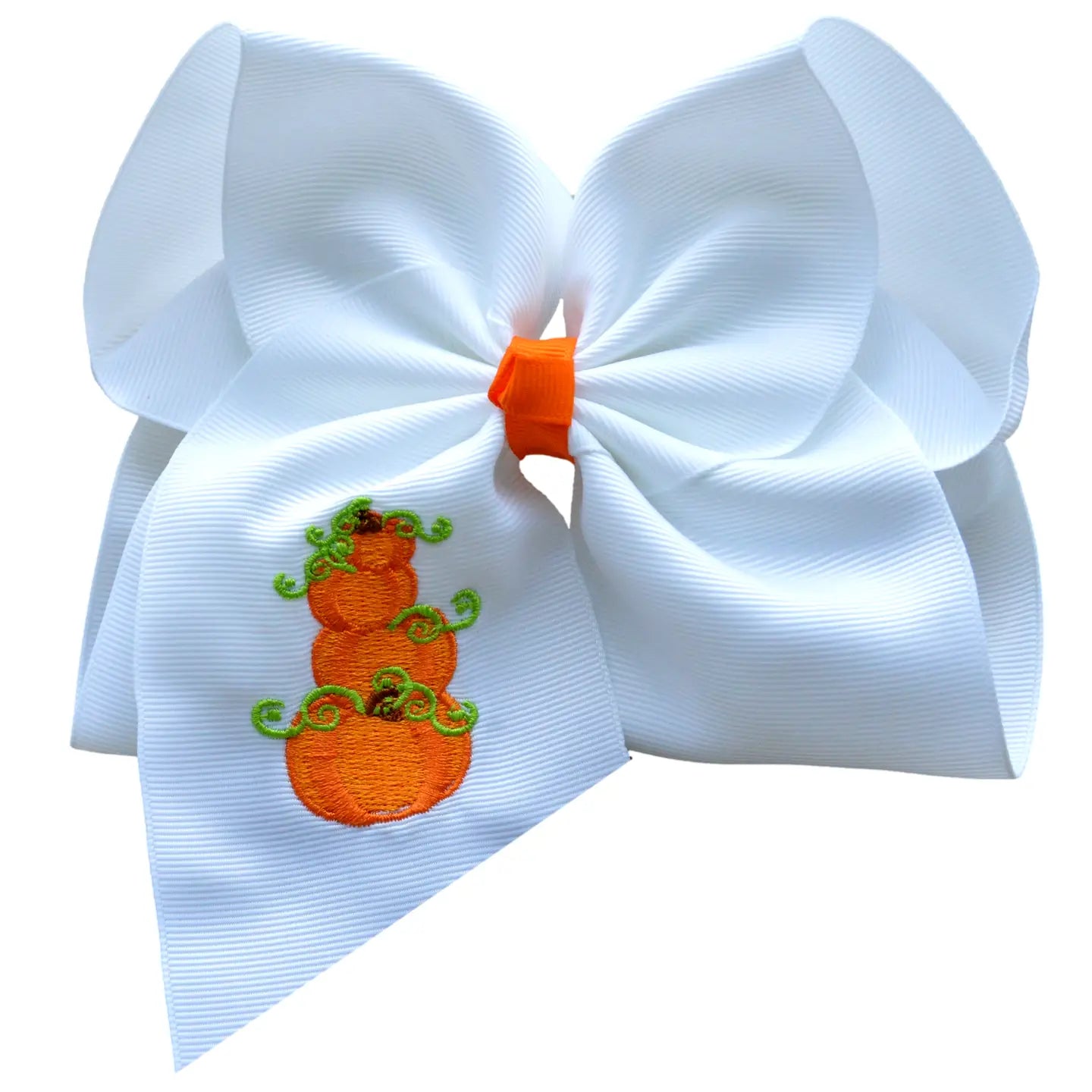Pumpkin Trio Embroidered Hair Bow