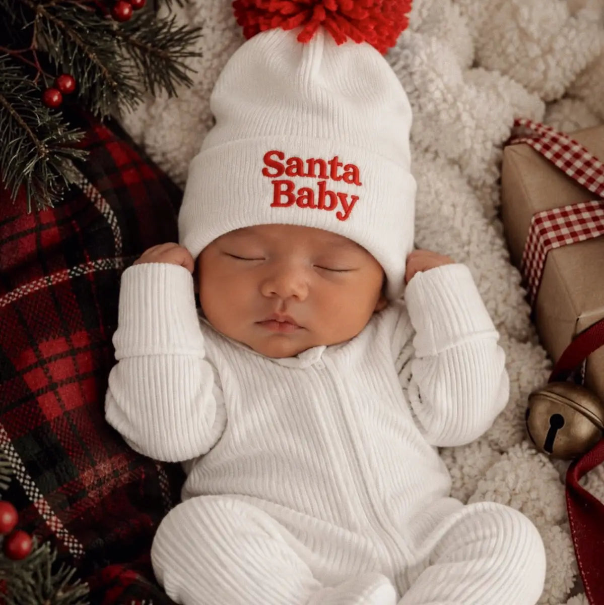 Baby's First Hat-Santa Baby White