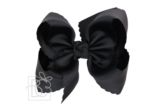 6.5" Scalloped Edge Grosgrain Bow-Black