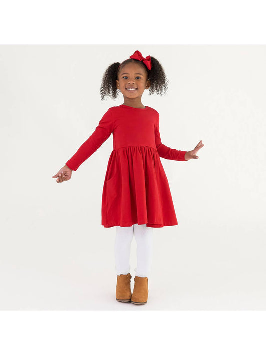 Red Knit Twirl Dress