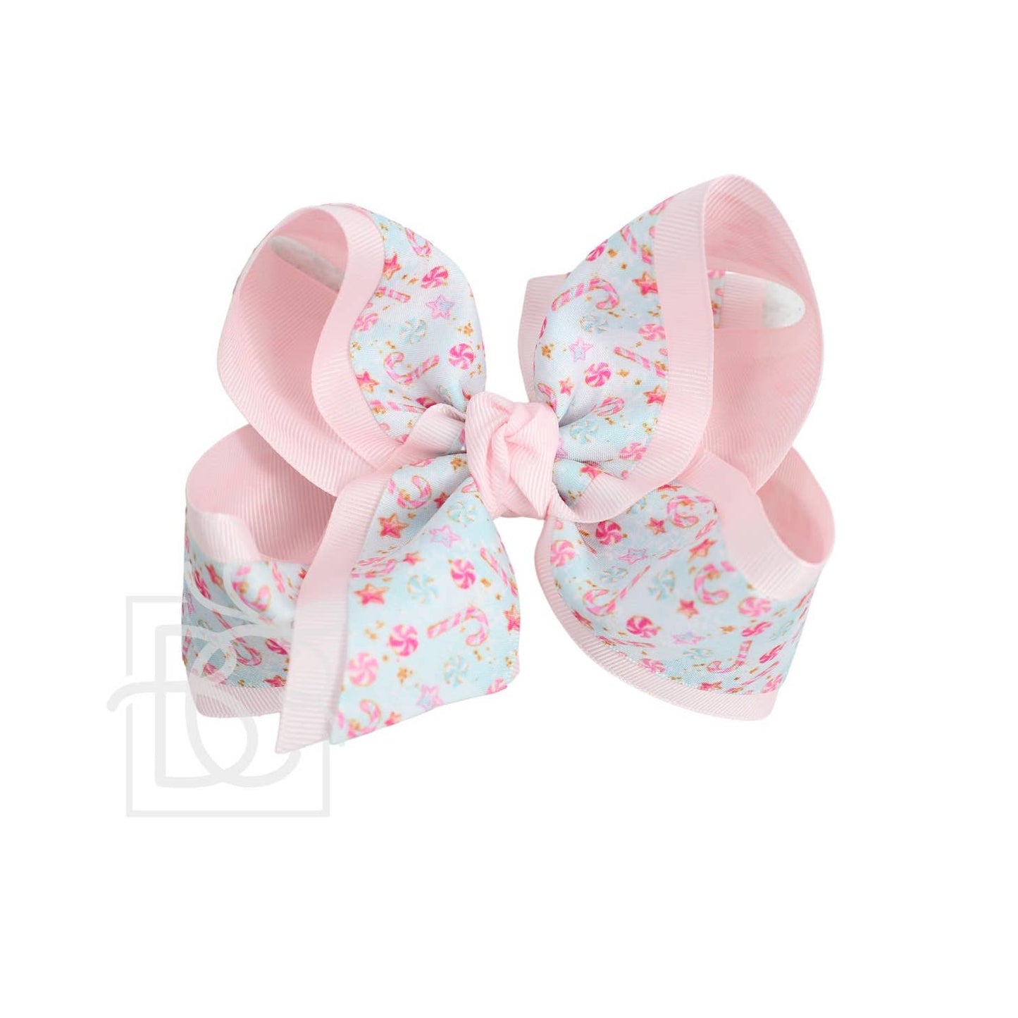 Powder Pink-Mint Candy Cane Bow
