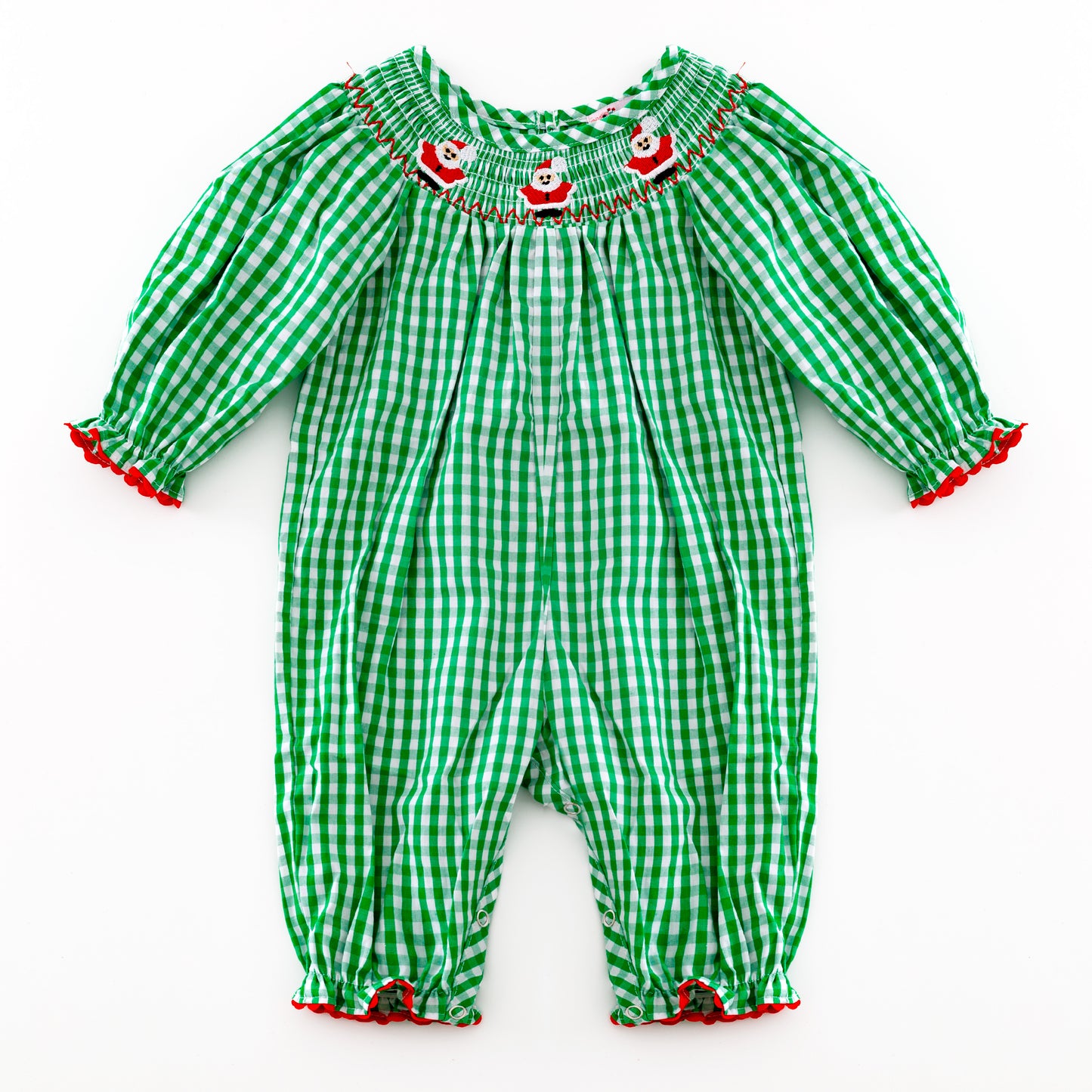 Green Christmas Smocked Romper