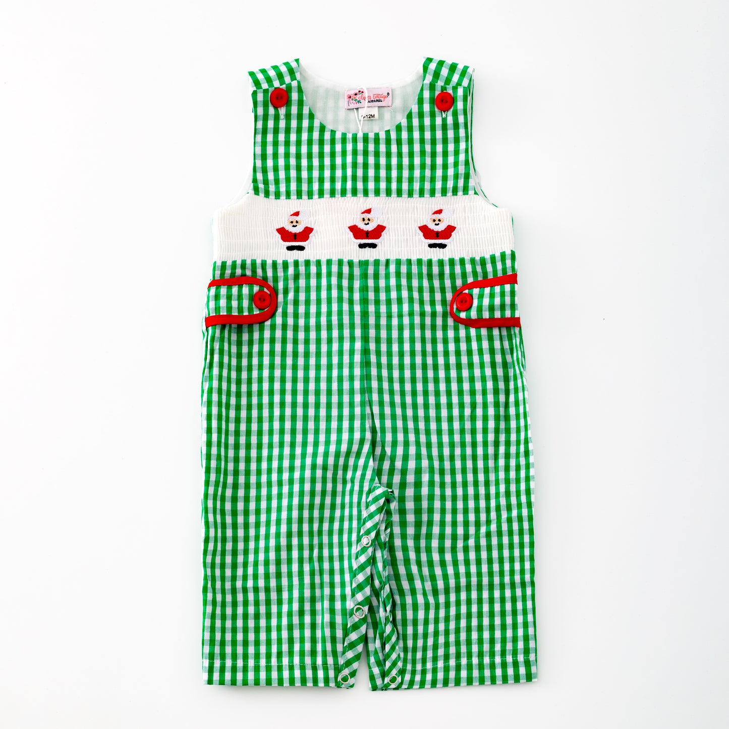 Green Christmas Smocked Jon Jon Overall