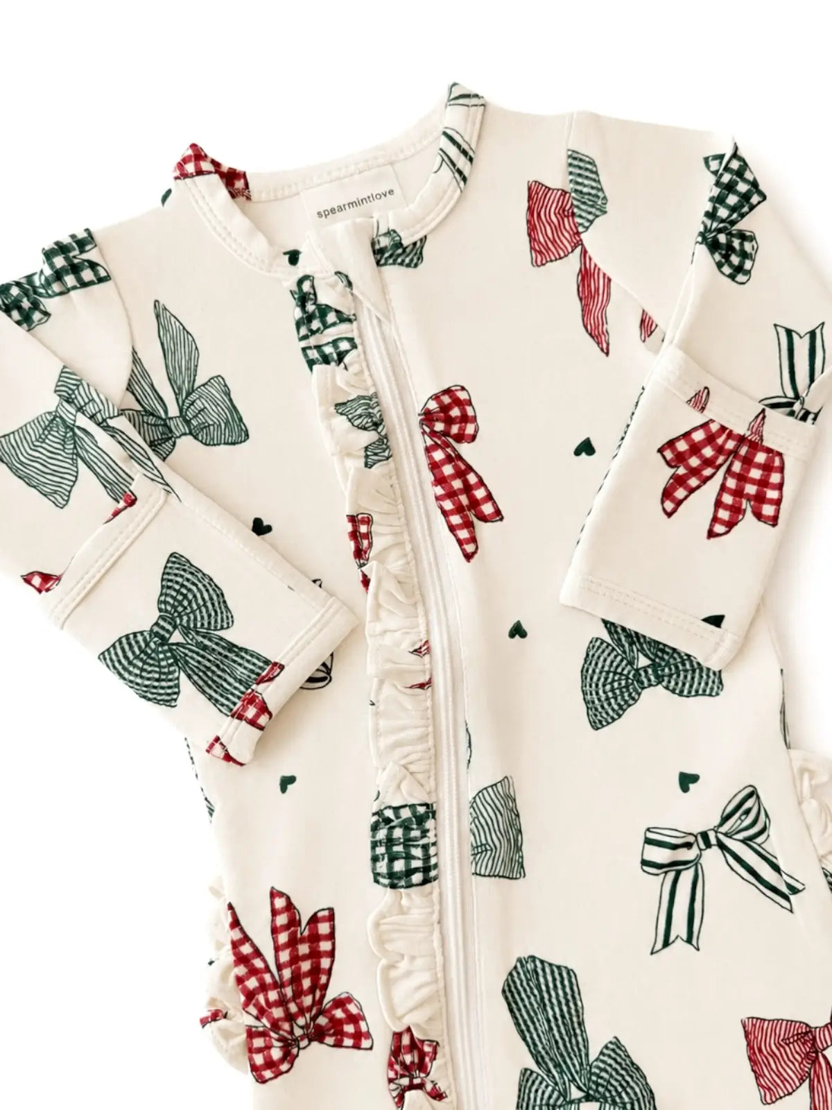 Christmas Bows Ruffle Footie